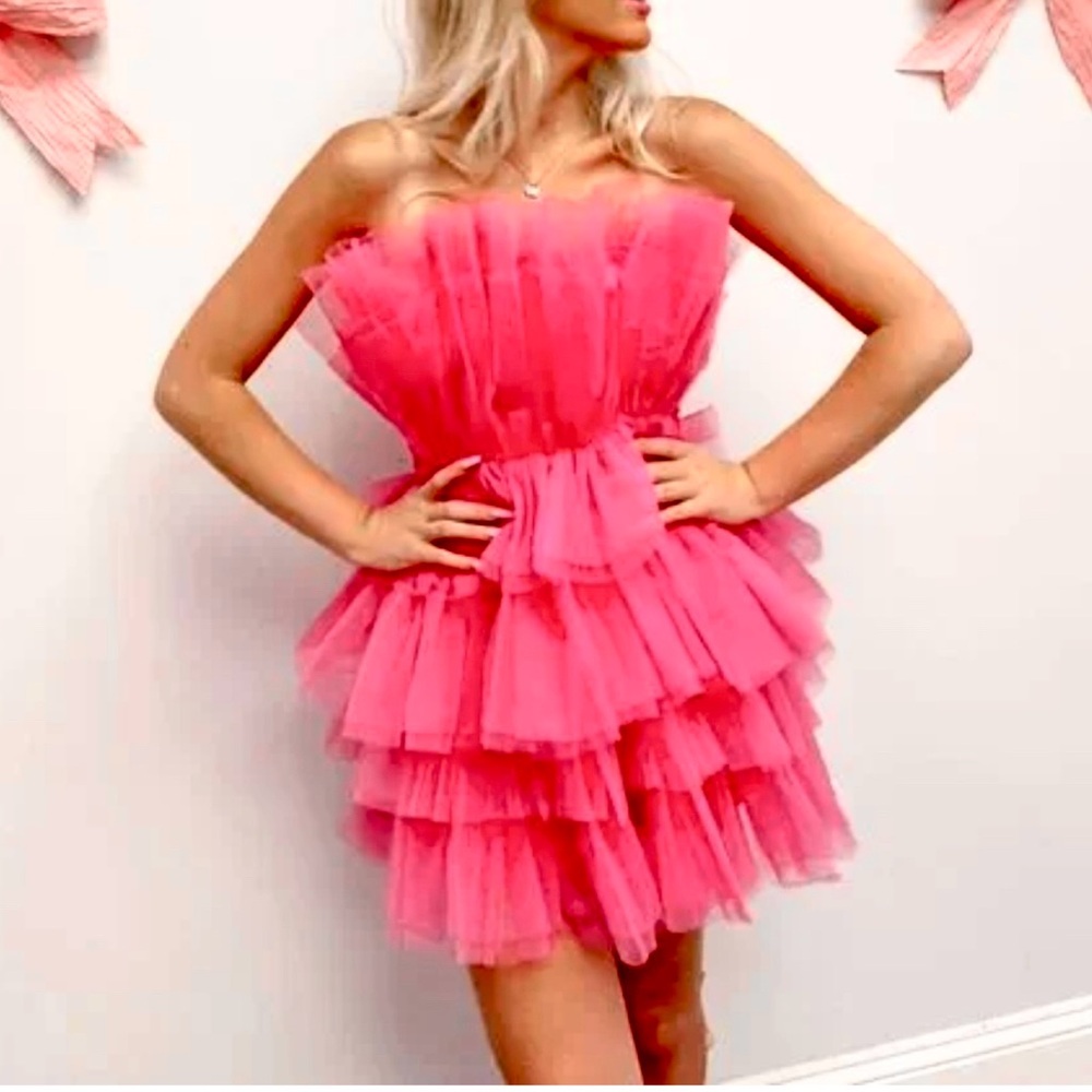 NWT Mable | Pink Tulle Layered Mini Dress-Size L